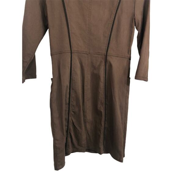 209 WST brown 3/4 sleeve straight fitted cut Sheath zip front crew neck SIZE 6 - Picture 5 of 7
